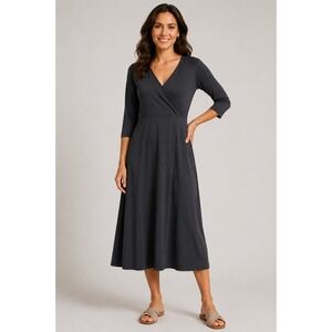 Columbia Womens Black‎ 3/4 Sleeve V-Neck Faux Wrap Active Dress Small NWT
